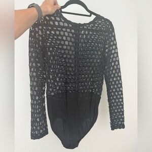 Sandro Black Lace Bodysuit